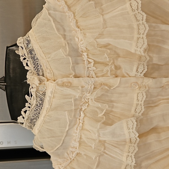 💕GUNNE SAX by JESSICA MCCLINTOCK💕 Vintage Formal Lace Trim Dress ~ Off White 5 - Picture 5 of 10